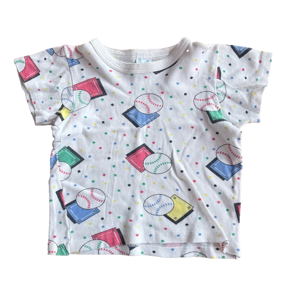 Vintage Kids Baby Boy Baseball Primary Color T-Shirt Size 12-18M